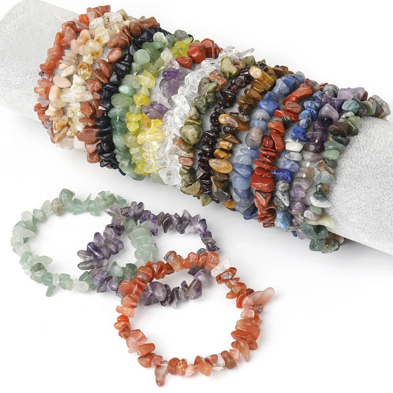 Explosions Natural Gravel Beaded Bracelet Hand-Woven Elastic Rope Bracelet Bohemian Style Bracelet