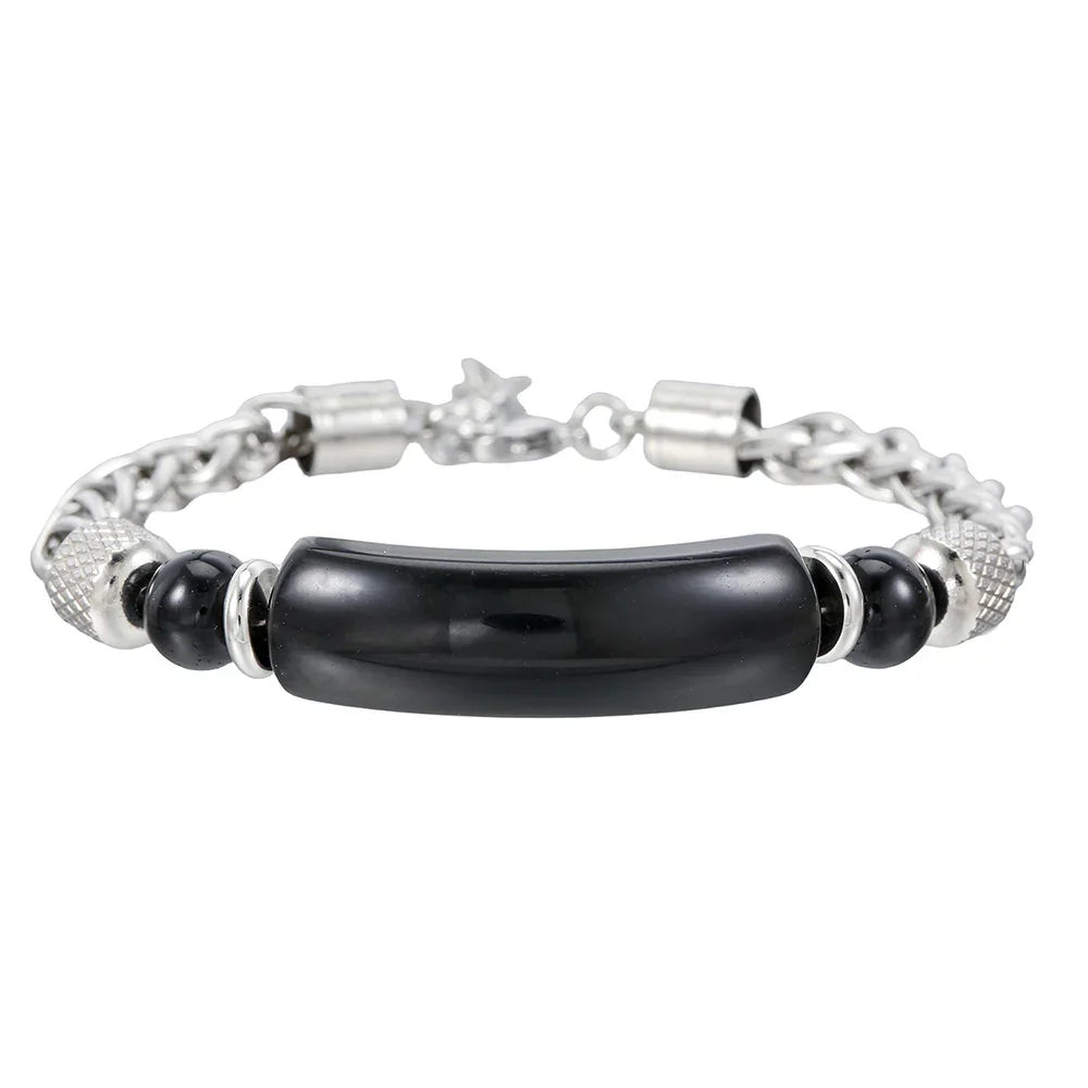 Vintage Turquoise Beaded Stainless Steel Chain Buddhist Prayer Bracelet - Buddha Blessing You