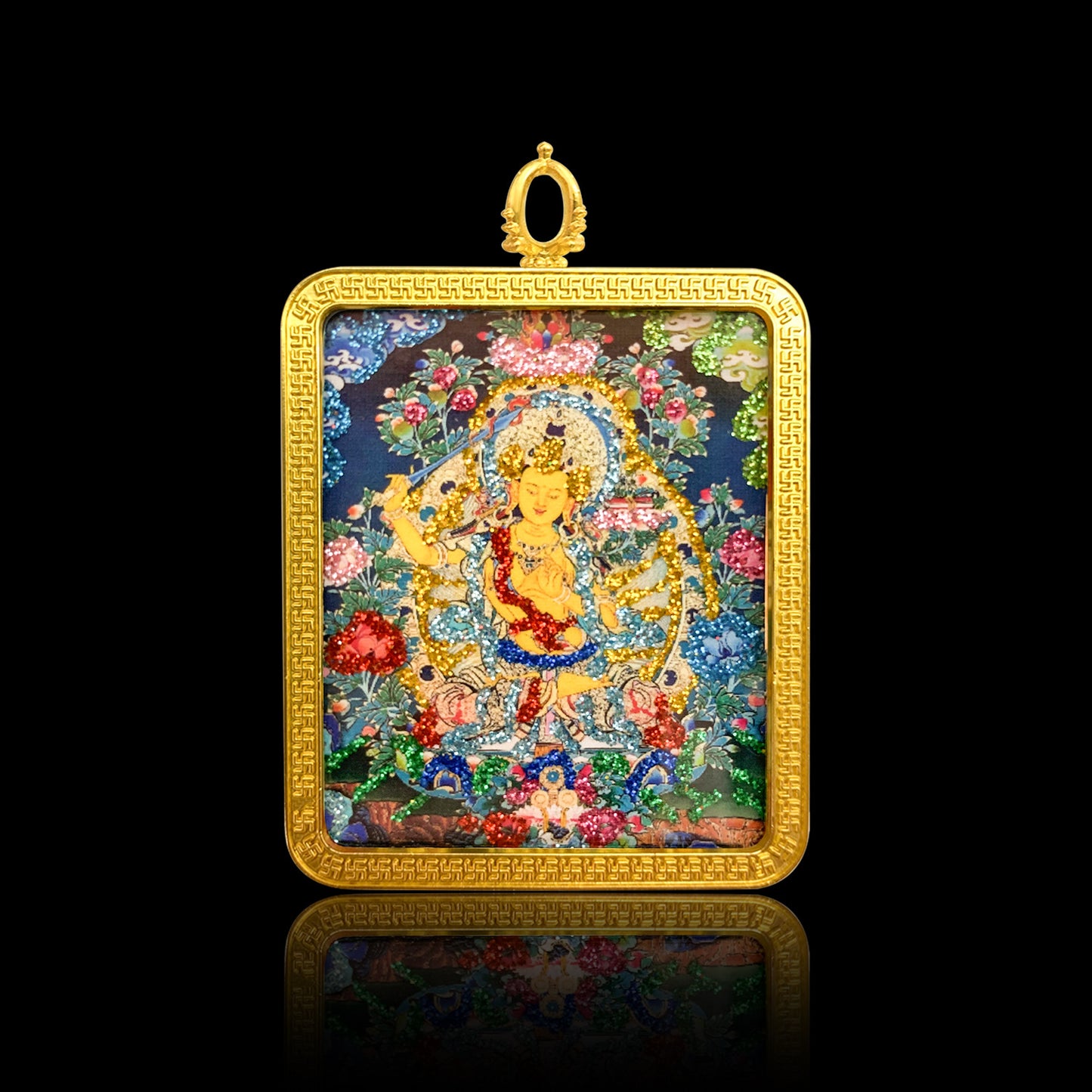 Wutai Berg Thangka Gawu Box Farbe Gold Acht Schutzgottheit Buddha Anhänger Bild Box Handgepäck Anhänger Anhänger