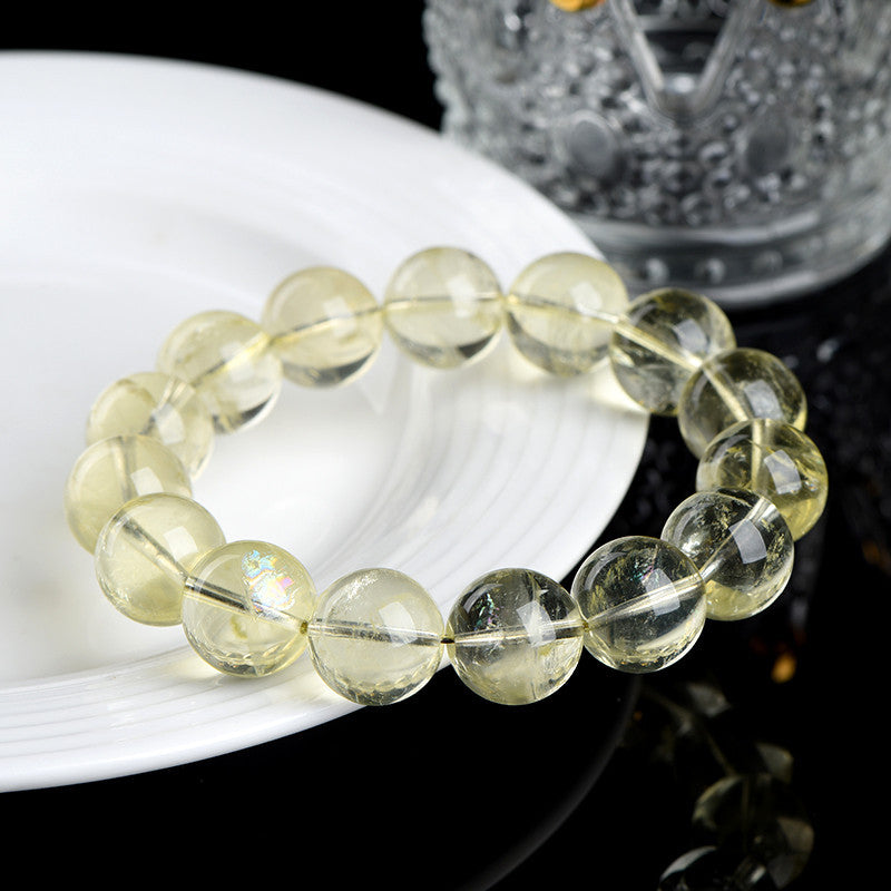 Natural lemon yellow rainbow Asai ball bracelet iced light yellow crystal bracelet - Buddha Blessing You