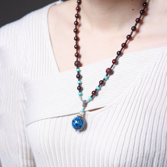Gold Star Small Leaf Rosewood Buddha Beads Hanging Pendant New DIY Men'S And Women'S Sweater Necklace Ins Assembly Jewelry