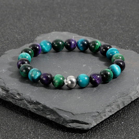 8mm Natural Stone Bracelet Hand-woven Bracelet Simple Fashion Bracelet Tiger Eye Stretch Bracelet