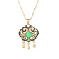 Jewelry Live with Goods Inlaid Green Chalcedony Vintage Palace Style Enamel Ancient Method Golden Flower Silk Ruyi Lock Bag Necklace Women