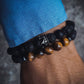 Schmuck Mode Vintage Schwarz Matt Armband Zirkon Krone Diamant Ball Würfel Löwenkopf Perlen Armband Anzug