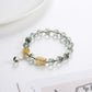 Green Phantom & Golden Rutilated Quartz Pixiu Gold-Plated Crystal Bracelet - Buddha Blessing You
