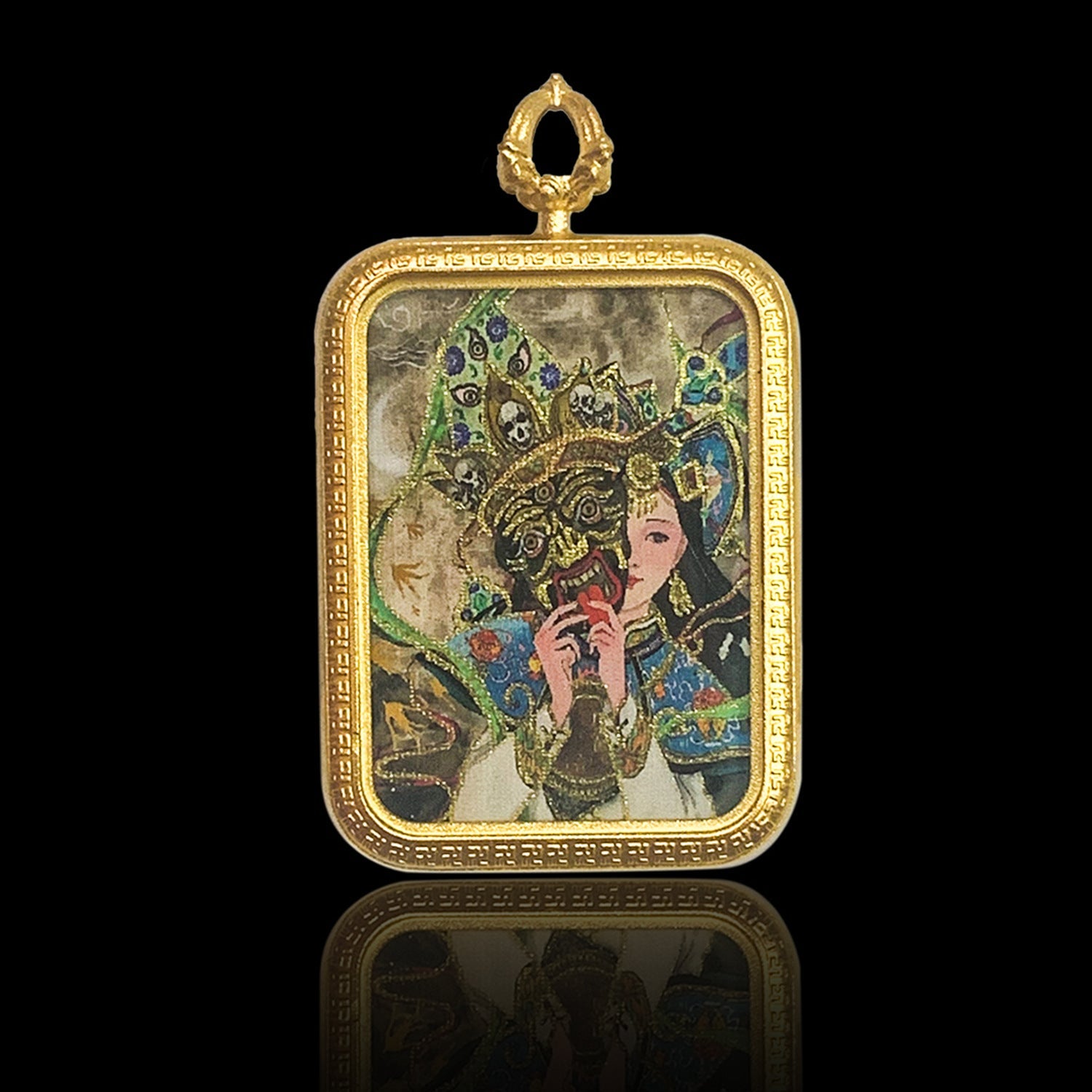 Thangka Pendant Sweater Necklace Pendant Picture Box Pendant Tibetan Jewelry Handmade Pendant
