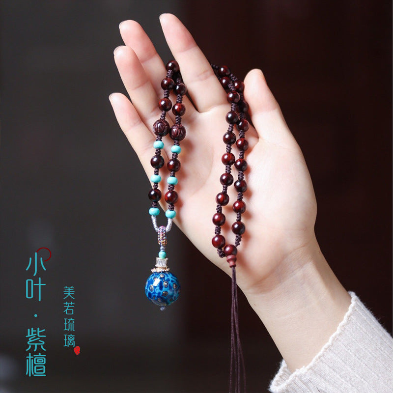 Gold Star Small Leaf Rosewood Buddha Beads Hanging Pendant New DIY Men'S And Women'S Sweater Necklace Ins Assembly Jewelry