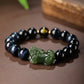 Natural Hetian Jade PI Xiu Bracelet Blue Tiger'S Eye Stone Bracelet Zodiac Buddha Bracelet