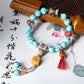 Original design imitation turquoise net flower old barrel bead bracelet tiger tooth bead with yak bone