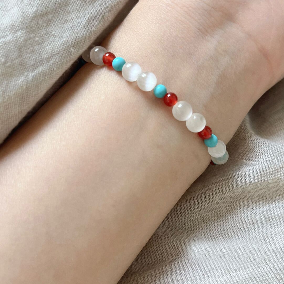 Original Cat's Eye Stone Natural Vintage Beaded Design Versatile Elegant Bracelet