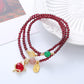 Garnet Bracelet Natural Crystal Fox Pendant Beaded Bracelet Retro Multi-Layer Fashion All-Match Jewelry