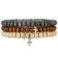 New Coconut Shell Wood Multi-layer Stacked Wear Bracelet Retro Men's Turquoise Beaded Bracelet