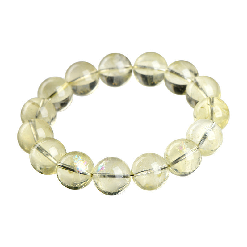 Natural lemon yellow rainbow Asai ball bracelet iced light yellow crystal bracelet - Buddha Blessing You