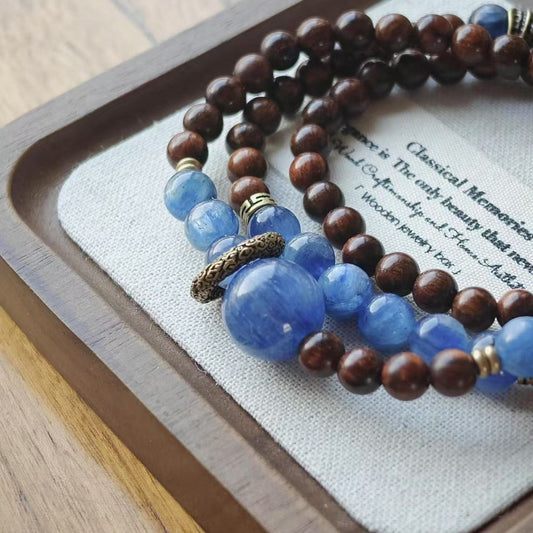 Kyanite Sandalwood Bracelet Blue Crystal Bracelet Niche Design Advanced Sense