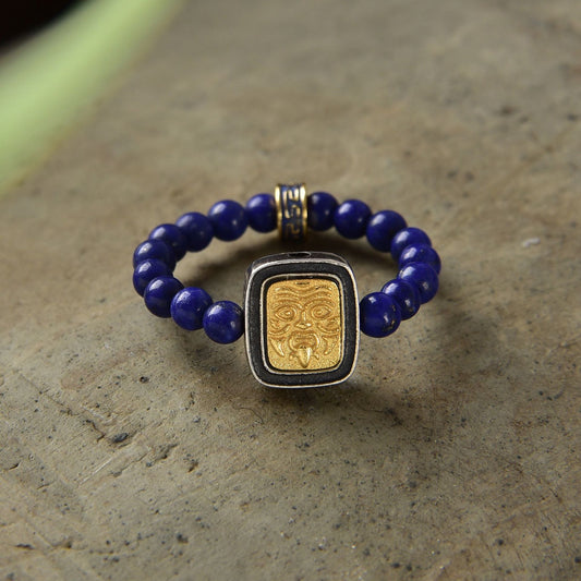 New Retro Ethnic Style Ring Crane Blue White Elegant Fashion Lucky Niche Design Ring Jewelry