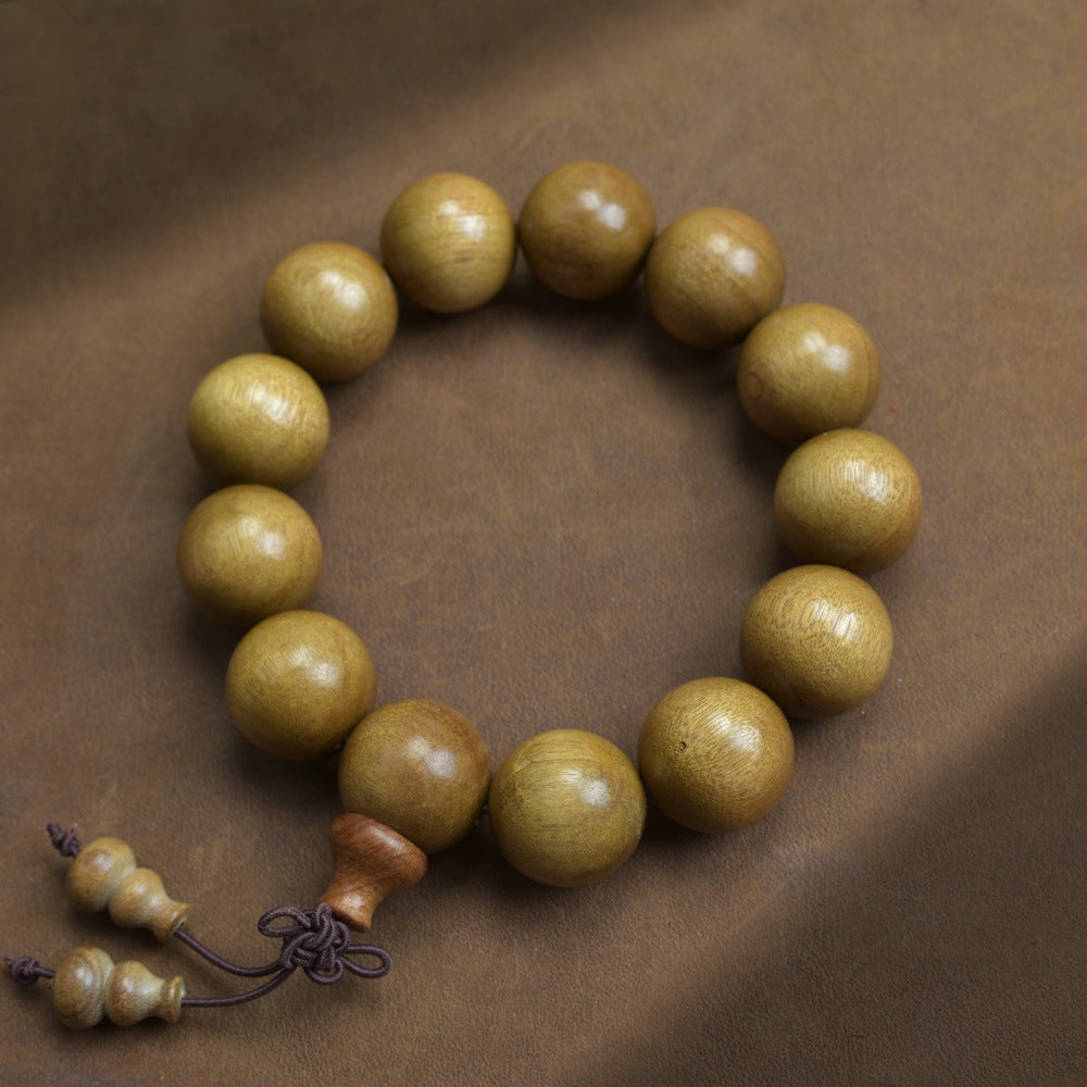 Antikes, goldbesetztes Nanmu-Holz-buddhistisches Gebetsperlen-Hand-Mala-Armband