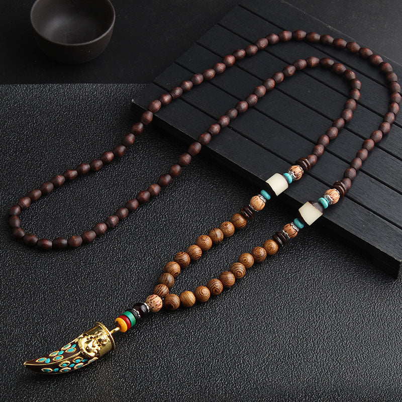 Nepal Handmade Jewelry Pendant Vintage Ethnic Style Wooden Bead Necklace Women's And Man's Accessories Decorative Pendant
