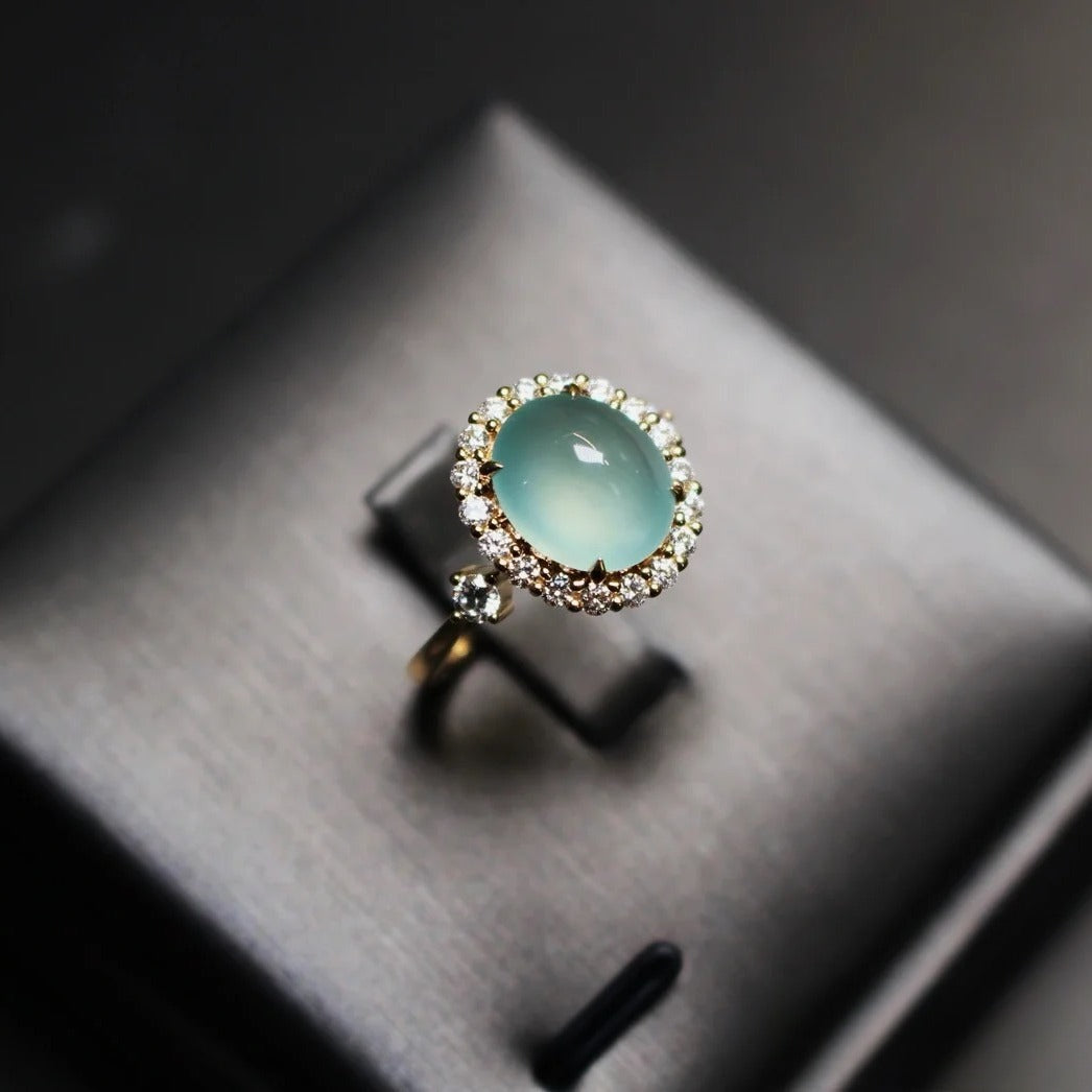 Chalcedony Ring Ring Women's High Ice Big Egg Face Chalcedony Fashion Seiko Open Ring