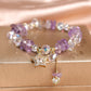 Mode Amethyst Armband fünfzackigen Stern vierblättriges Kleeblatt Zirkon Anhänger Perlen Armband