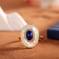 White Shell Lapis Lazuli Micro-paved Zircon Ring High-end Accessible Luxury Elegant Ring Ring for Women