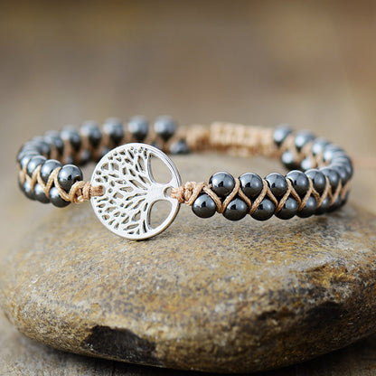 Urlaubsstil Neues, hochwertiges, handgefertigtes Armband mit Lebensbaum aus Naturstein