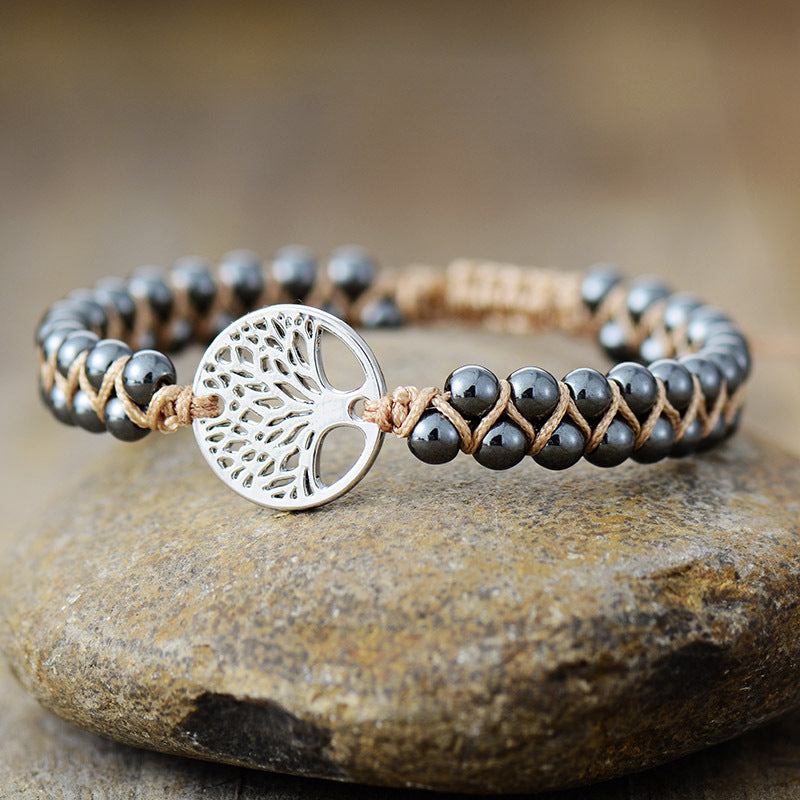 Vacation Style New High Quality Natural Stone Tree Of Life Handmade Bracelet