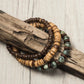 New Coconut Shell Wood Multi-layer Stacked Wear Bracelet Retro Men's Turquoise Beaded Bracelet
