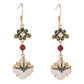 Elyuan National Fashion Accessories Women'S Ancient Style Color-Preserving Gold-Plated Imitation Jade Niche Design Vintage Earrings Gift