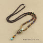 Handgemachte buddhistische Halskette aus Holzperlen im Vintage-Stil aus Nepal