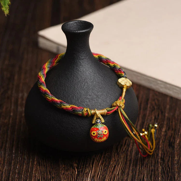Golden Mythical Creature Lucky Charm Red Thread Woven Couple Bracelet - Buddha Blessing You