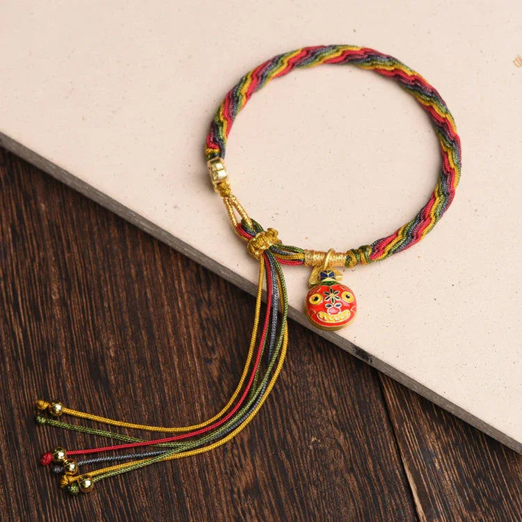 Golden Mythical Creature Lucky Charm Red Thread Woven Couple Bracelet - Buddha Blessing You