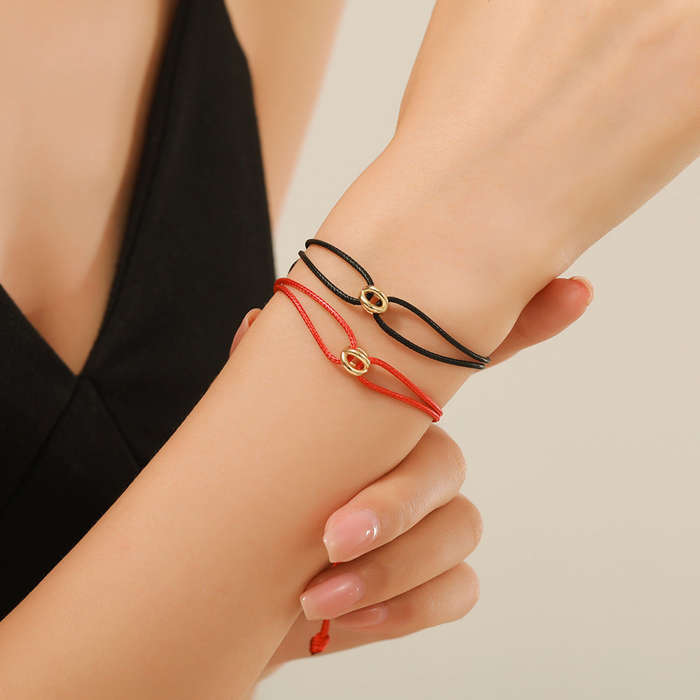 Adjustable Lucky Symbol Braided Friendship Bracelet Set