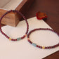 Natural Garnet Bracelet Women's Double Circle Wine Red Clean Body genuine goods Blue Water Emerald