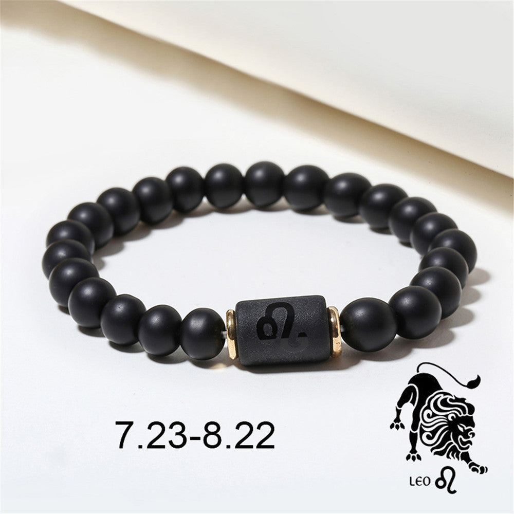 Black Matte Onyx Zodiac Bead Stretch Bracelet