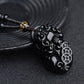 Black Obsidian Pixiu Pendant Necklace With Three Coin Design