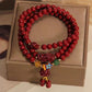 violet gold Raw Ore Multi-circle Bracelet Three-circle Cinnabar Bracelet Bead