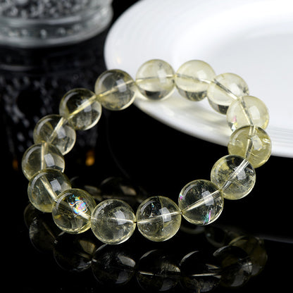 Natural lemon yellow rainbow Asai ball bracelet iced light yellow crystal bracelet - Buddha Blessing You