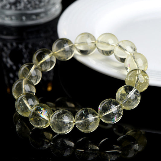 Natural lemon yellow rainbow Asai ball bracelet iced light yellow crystal bracelet
