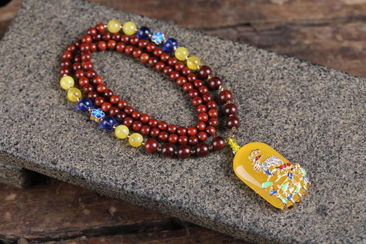 Gold Star Small Leaf Rosewood Buddha Beads Hanging Pendant New DIY Men'S And Women'S Sweater Necklace Ins Assembly Jewelry