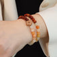 Sour Trees Black Pear Double Circle Bracelet Gold Silk Jade Wooden Transfer Beads Peach Agate Jewelry