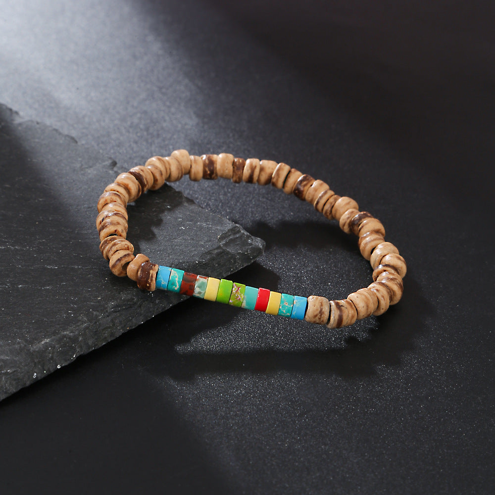 Fashion Commuter Retro Style Bracelet Jewelry Trendy Men's Handmade Beaded Black Gallstone Turquoise Bracelet