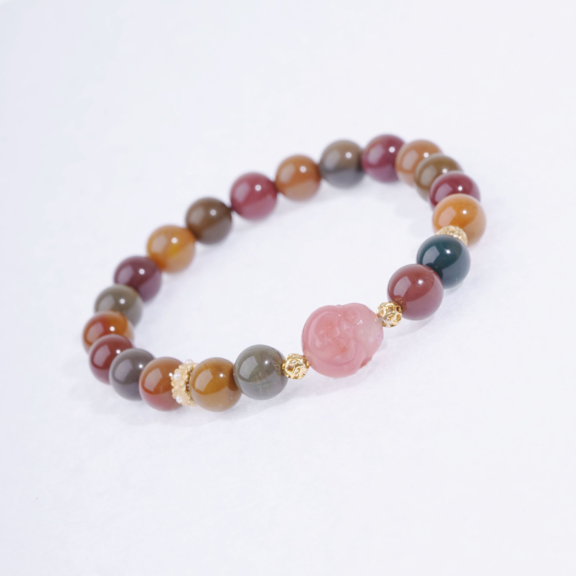 Natural Alashan Jade Bracelet Colorful Jade Macaron Morandi Bracelet Gift For Girlfriends
