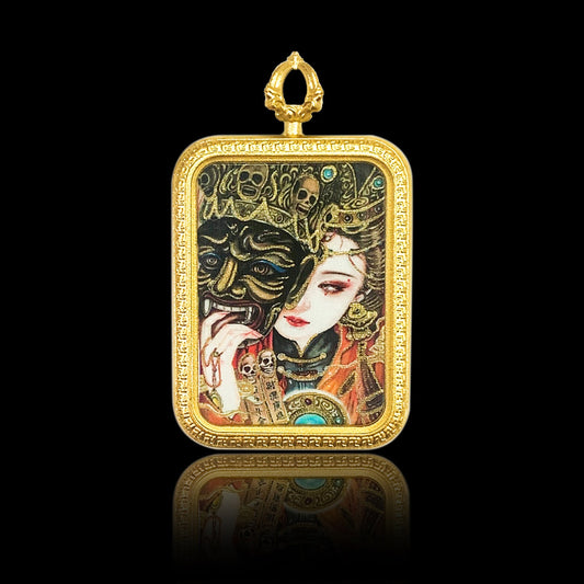 Thangka Pendant Sweater Necklace Pendant Picture Box Pendant Tibetan Jewelry Handmade Pendant