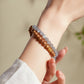 Sterling Silver Barbie Sandalwood Grey Moonstone Beaded Double Circle Bracelet for Women Personalized High-end Jewelry