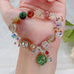 Vintage Ethnic Green Dongling Jade Crystal Flower Bracelet