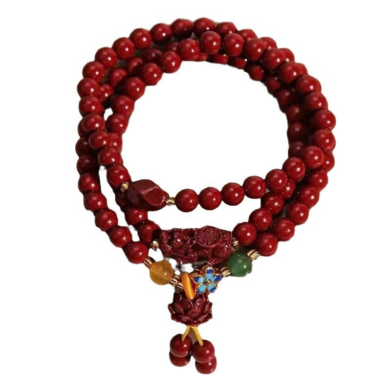 violet gold Raw Ore Multi-circle Bracelet Three-circle Cinnabar Bracelet Bead