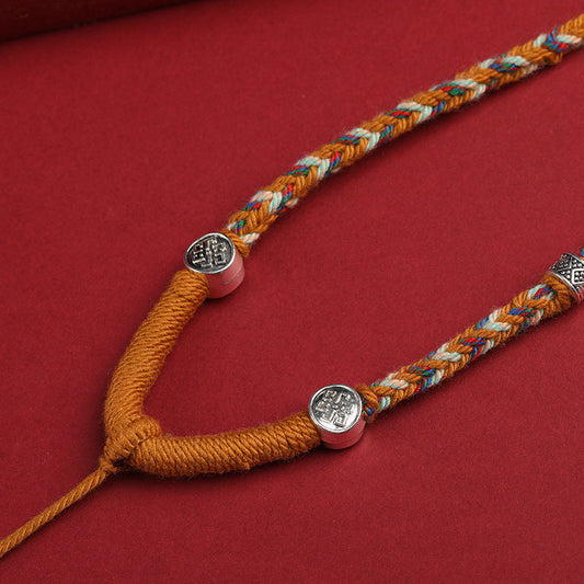 Five-way God of Wealth Necklace Tibetan Handmade Woven Cotton Shoes Eight Strand Woven Pendant Necklace Thangka Lanyard Buddha Pendant
