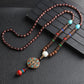 Handgemachte buddhistische Halskette aus Holzperlen im Vintage-Stil aus Nepal