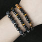 Jewelry Fashion Vintage Black Frosted Bracelet Zircon Crown Diamond Ball Dice Lion Head Beads Bracelet Suit