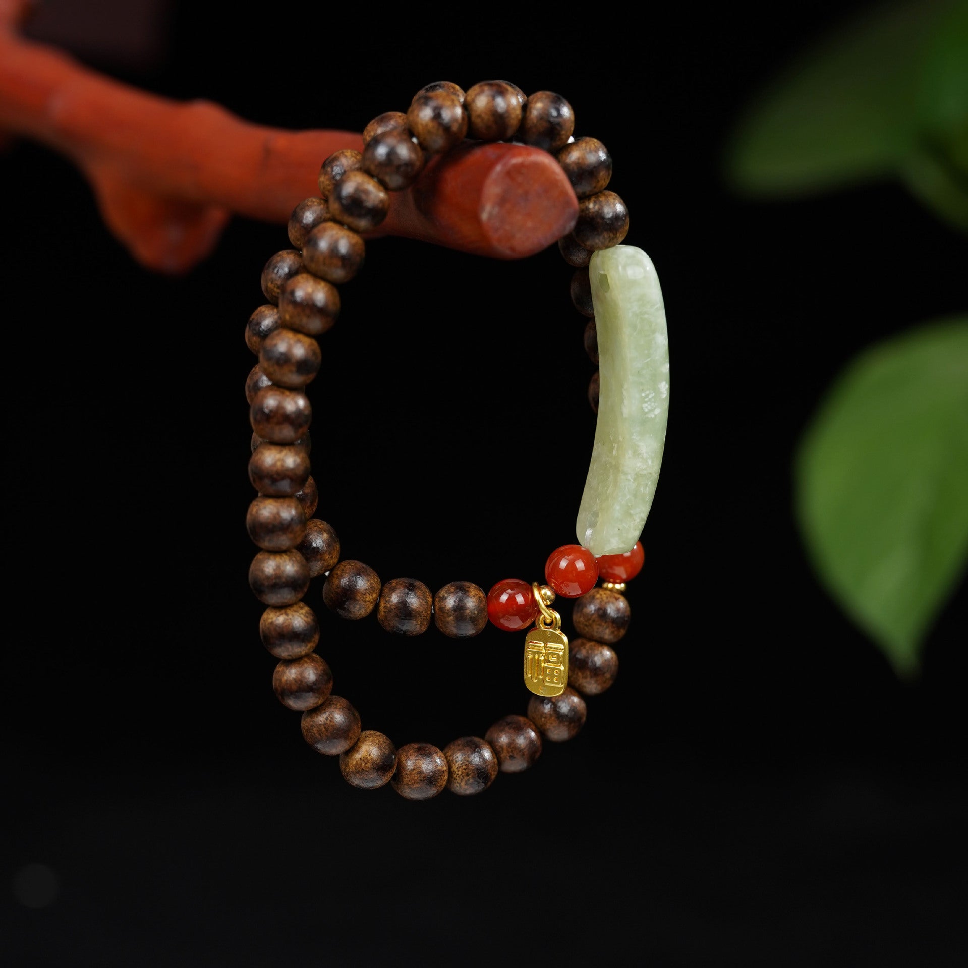 2024 New Sandalwood Bracelet Double Circle Women's Half Bracelet Red Agate Gift Lucid Play Rosary New Chinese Style